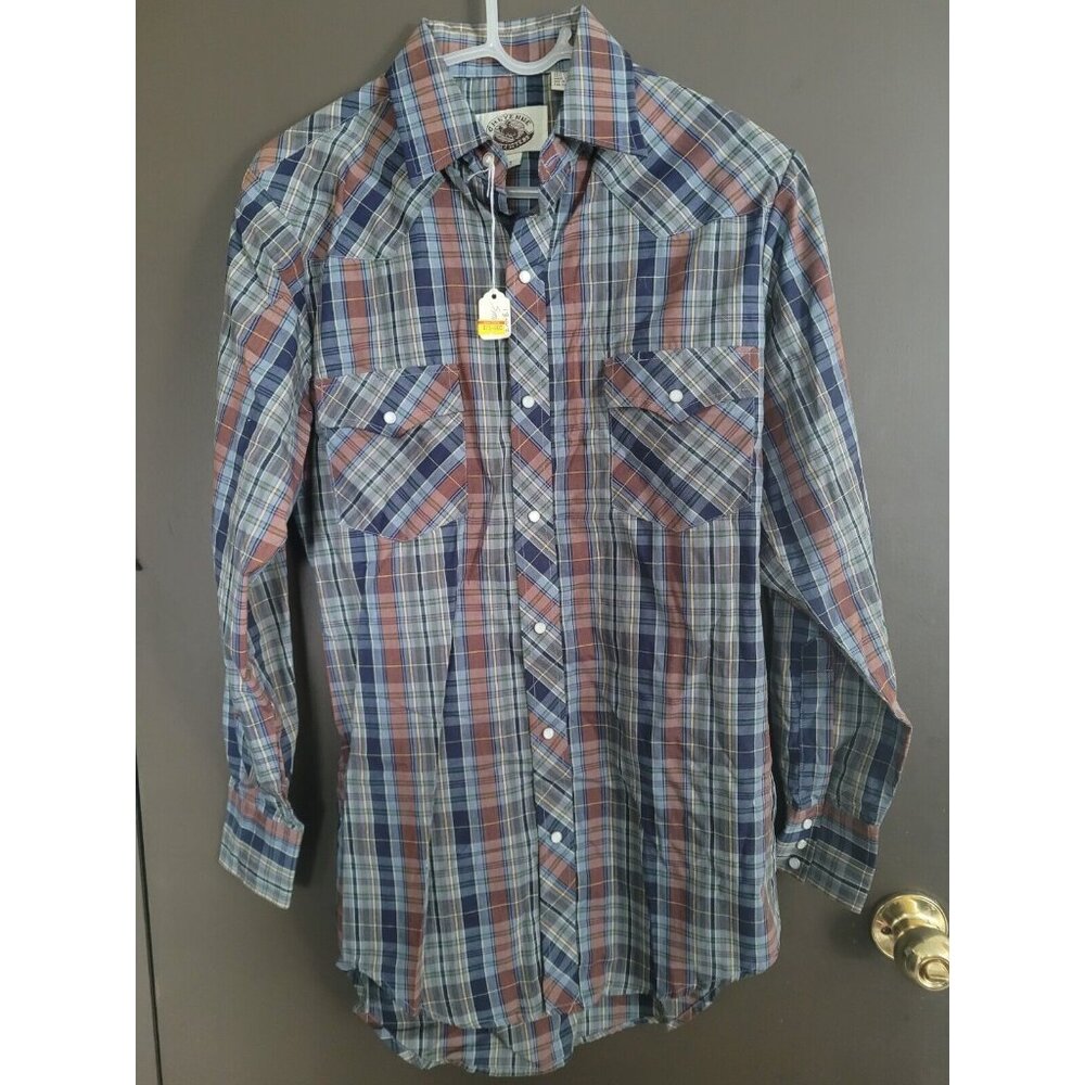 VTG Cheyenne Outfitters Pearl Snap Western Brushpopper Shirt Size S Plaid